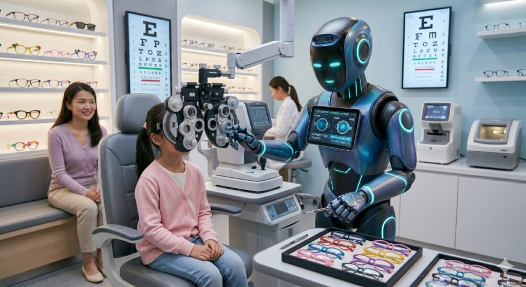 VisionX 视光筛查终端与视光机器人产品示意